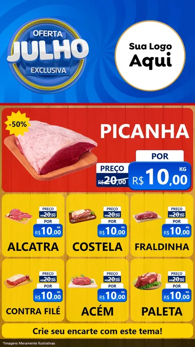 Modelo de Rede Social para Stories com o tema Oferta Exclusiva, Julho para Açougue