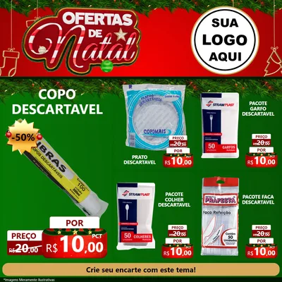 Modelo de Rede Social para Feed Facebook com o tema Ofertas de Natal para Embalagens