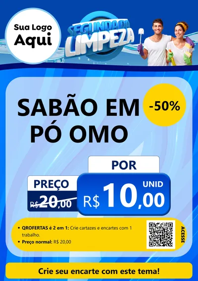Modelo de Cartaz para Cartaz A4 Vertical com o tema Segunda da Limpeza para Produtos de Limpeza