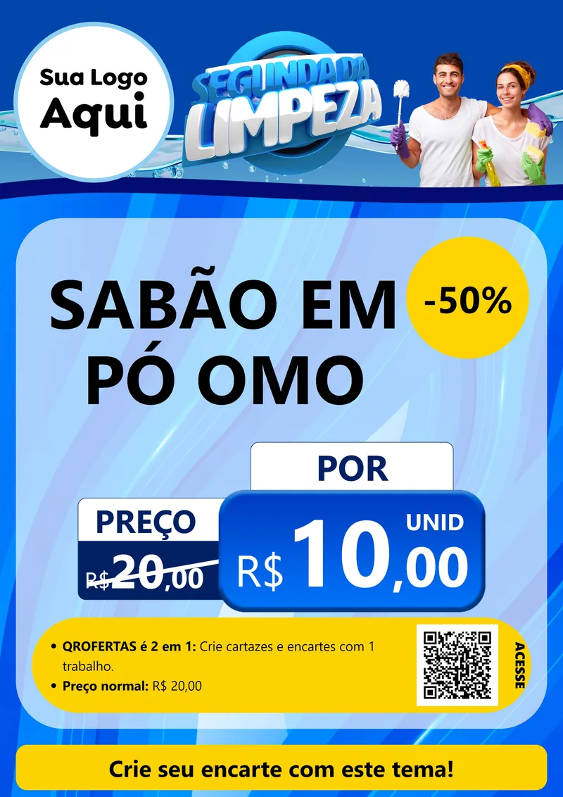 Modelo de Cartaz para Cartaz A4 Vertical com o tema Segunda da Limpeza para Produtos de Limpeza