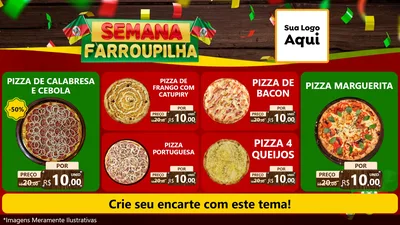 Modelo de TV para TV Horizontal com o tema Semana Farroupilha para Pizzaria