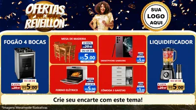 Modelo de TV para TV Horizontal com o tema Ofertas de Réveillon para Móveis e Eletro