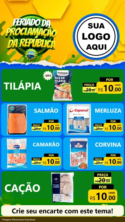 Modelo de TV para TV Vertical com o tema Feriado da Proclamação da República para Peixaria