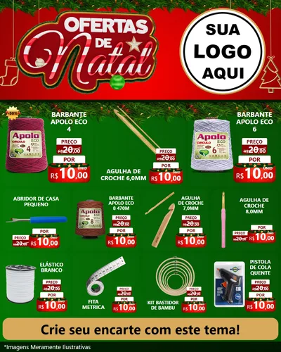 Modelo de Rede Social para Feed Instagram com o tema Ofertas de Natal para Armarinho e Aviamentos