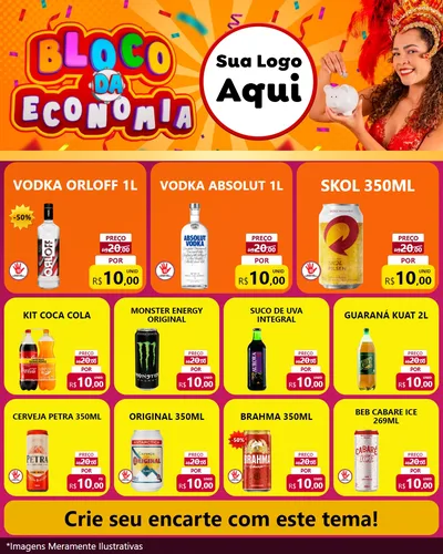 Modelo de Rede Social para Feed Instagram com o tema Bloco da Economia para Distribuidora de bebidas