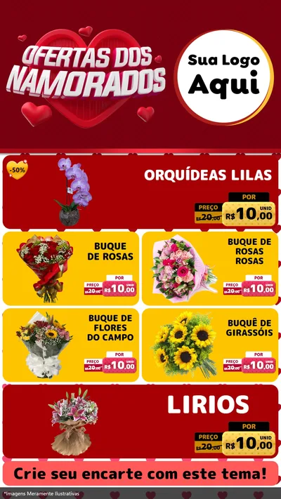 Modelo de TV para TV Vertical com o tema Ofertas Dos Namorados para Floricultura e jardim
