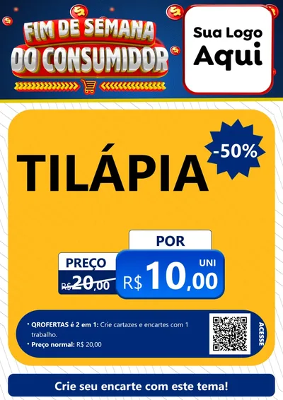 Modelo de Cartaz para Cartaz A4 Vertical com o tema Fim de Semana do Consumidor para Peixaria