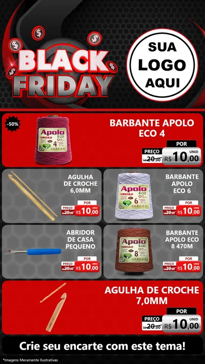 Modelo de TV para TV Vertical com o tema Black Friday para Armarinho e Aviamentos