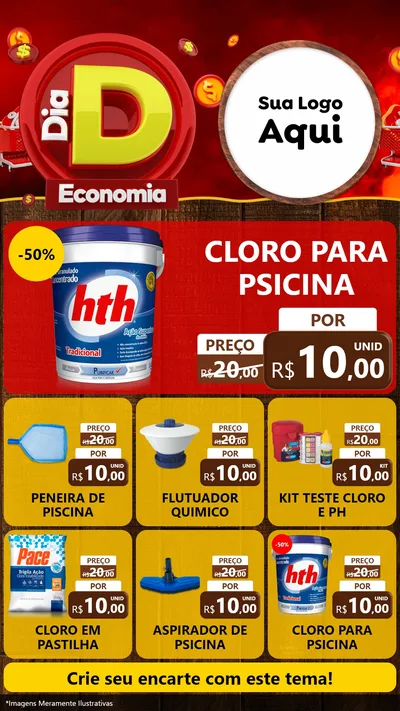 Modelo de Rede Social para Stories com o tema Dia D Economia para Produtos para Piscina