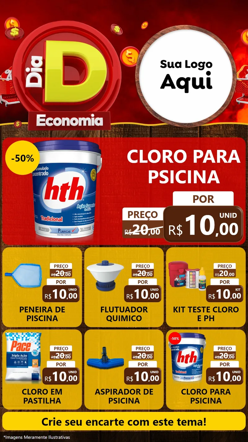 Modelo de Rede Social para Stories com o tema Dia D Economia para Produtos para Piscina