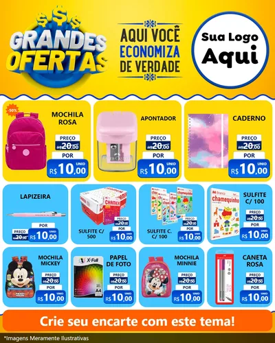 Modelo de Rede Social para Feed Instagram com o tema Grandes Ofertas para Papelaria