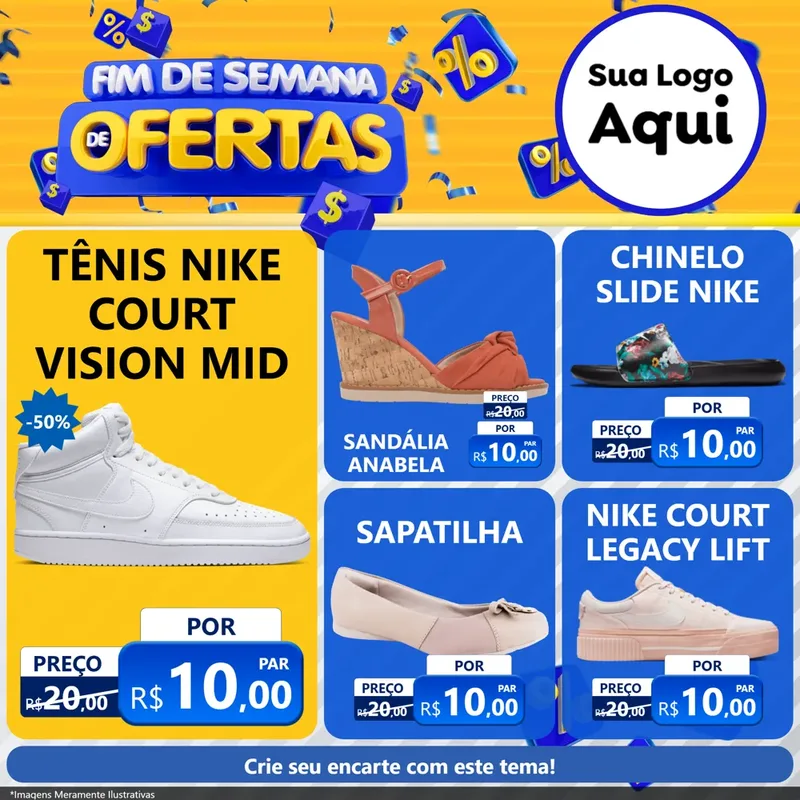 Modelo de Rede Social para Feed Facebook com o tema Fim de Semana de Ofertas para Calçados