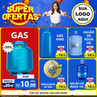 Modelo de Rede Social para Feed Facebook com o tema Super Ofertas para Água e gás