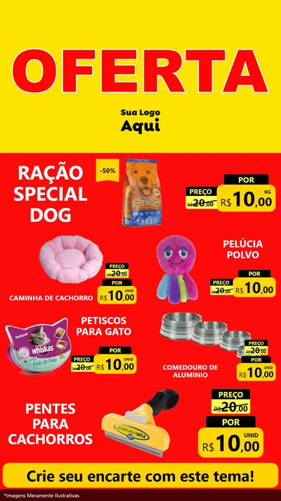 Modelo de TV para TV Vertical com o tema OFERTA - Vermelho Cartaz para Pet Shop