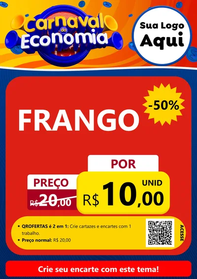Modelo de Cartaz para Cartaz A4 Vertical com o tema Carnaval da Economia para Assados