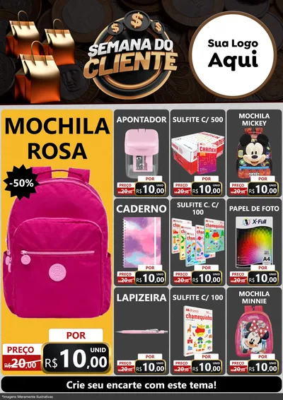 Modelo de Encarte para Encarte A4 Vertical com o tema Semana do Cliente para Papelaria