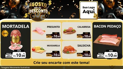 Modelo de TV para TV Horizontal com o tema Agosto Mês do Desconto Louco para Frios e Laticínios