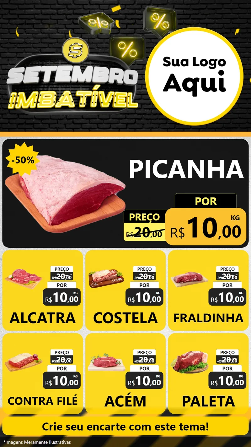 Modelo de Rede Social para Stories com o tema Setembro Imbatível para Açougue