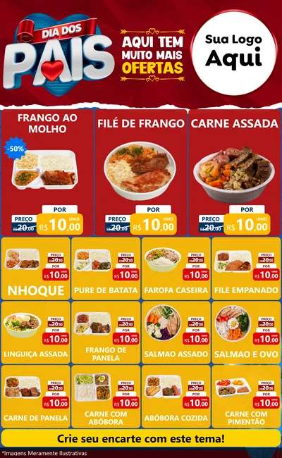 Modelo de Encarte para Encarte Grande com o tema Dia dos Pais para Restaurante