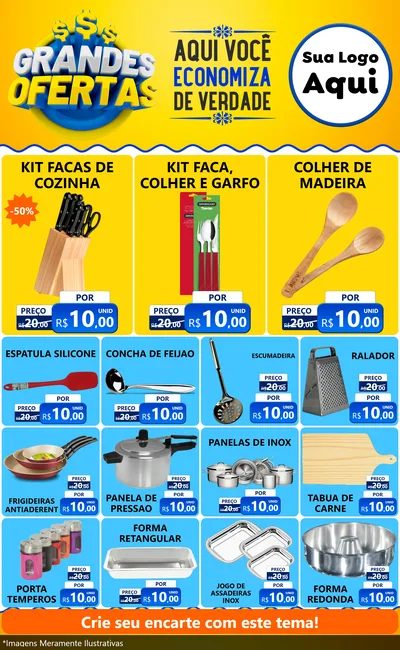 Modelo de Encarte para Encarte Grande com o tema Grandes Ofertas para Utilidades Domésticas