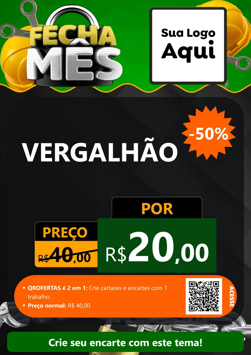 Modelo de Cartaz para Cartaz A4 Vertical com o tema Fecha Mês para Ferragens