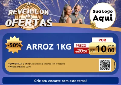 Modelo de Cartaz para Cartaz A4 Horizontal com o tema Réveillon de Ofertas para Supermercado