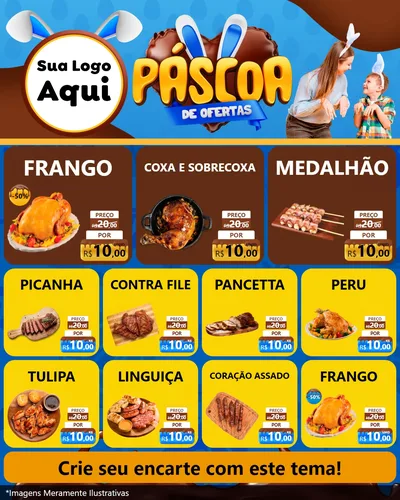 Modelo de Rede Social para Feed Instagram com o tema Páscoa de Ofertas para Assados