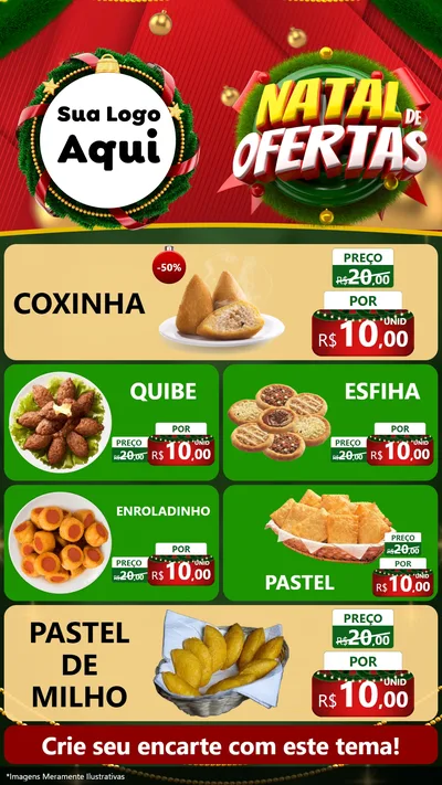 Modelo de TV para TV Vertical com o tema Natal de Ofertas para Salgadaria