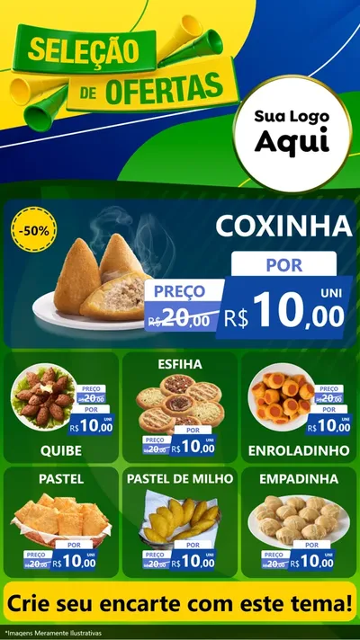 Modelo de Rede Social para Stories com o tema Seleção de Ofertas - Copa para Salgadaria