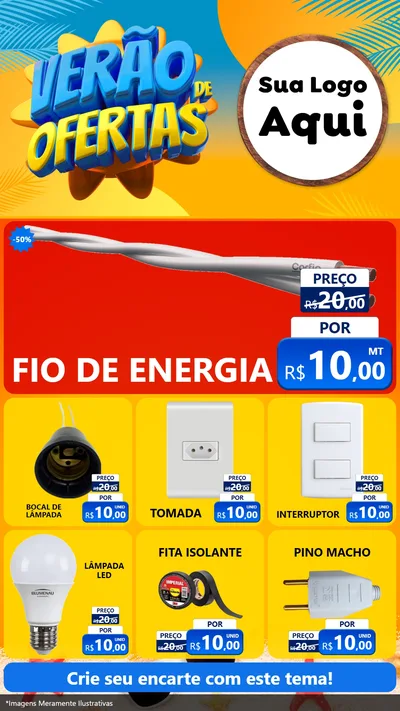 Modelo de Rede Social para Stories com o tema Verão de Ofertas para Materiais Elétricos