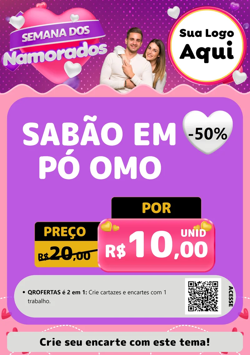 Modelo de Cartaz para Cartaz A4 Vertical com o tema Semana dos Namorados para Produtos de Limpeza
