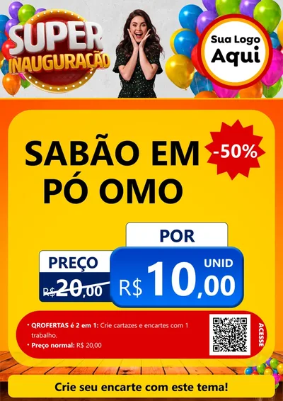 Modelo de Cartaz para Cartaz A4 Vertical com o tema Super Inauguração para Produtos de Limpeza