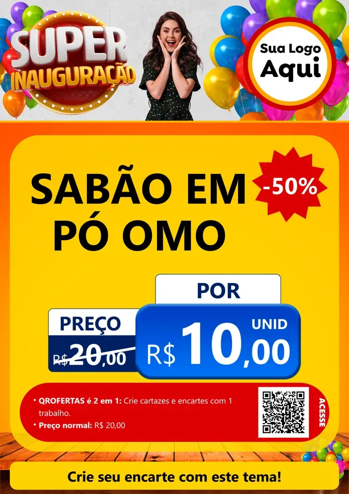 Modelo de Cartaz para Cartaz A4 Vertical com o tema Super Inauguração para Produtos de Limpeza