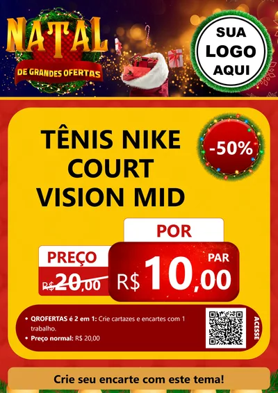 Modelo de Cartaz para Cartaz A4 Vertical com o tema Natal de Grandes Ofertas para Calçados