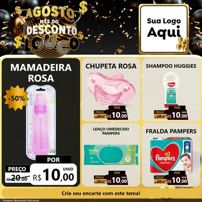 Modelo de Rede Social para Feed Facebook com o tema Agosto Mês do Desconto Louco para Bebês