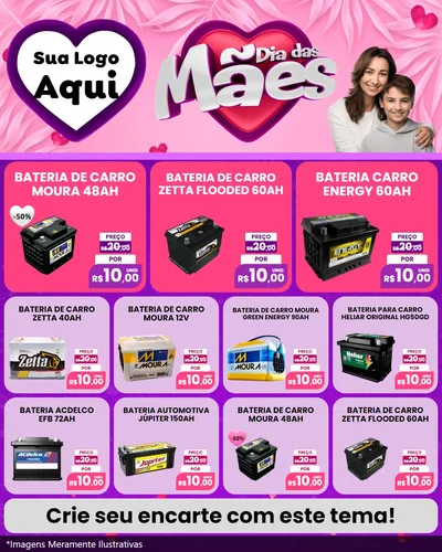 Modelo de Rede Social para Feed Instagram com o tema Dia das Mães para Baterias Elétricas