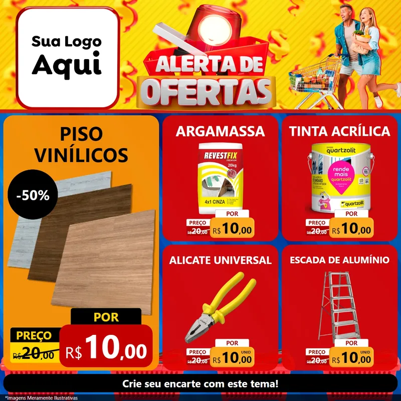 Modelo de Rede Social para Feed Facebook com o tema Alerta de Ofertas para Material para Construção