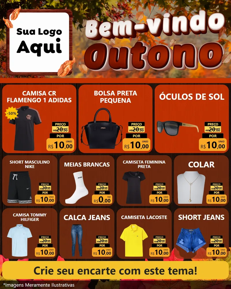 Modelo de Rede Social para Feed Instagram com o tema Bem-vindo Outono para Roupas e acessórios