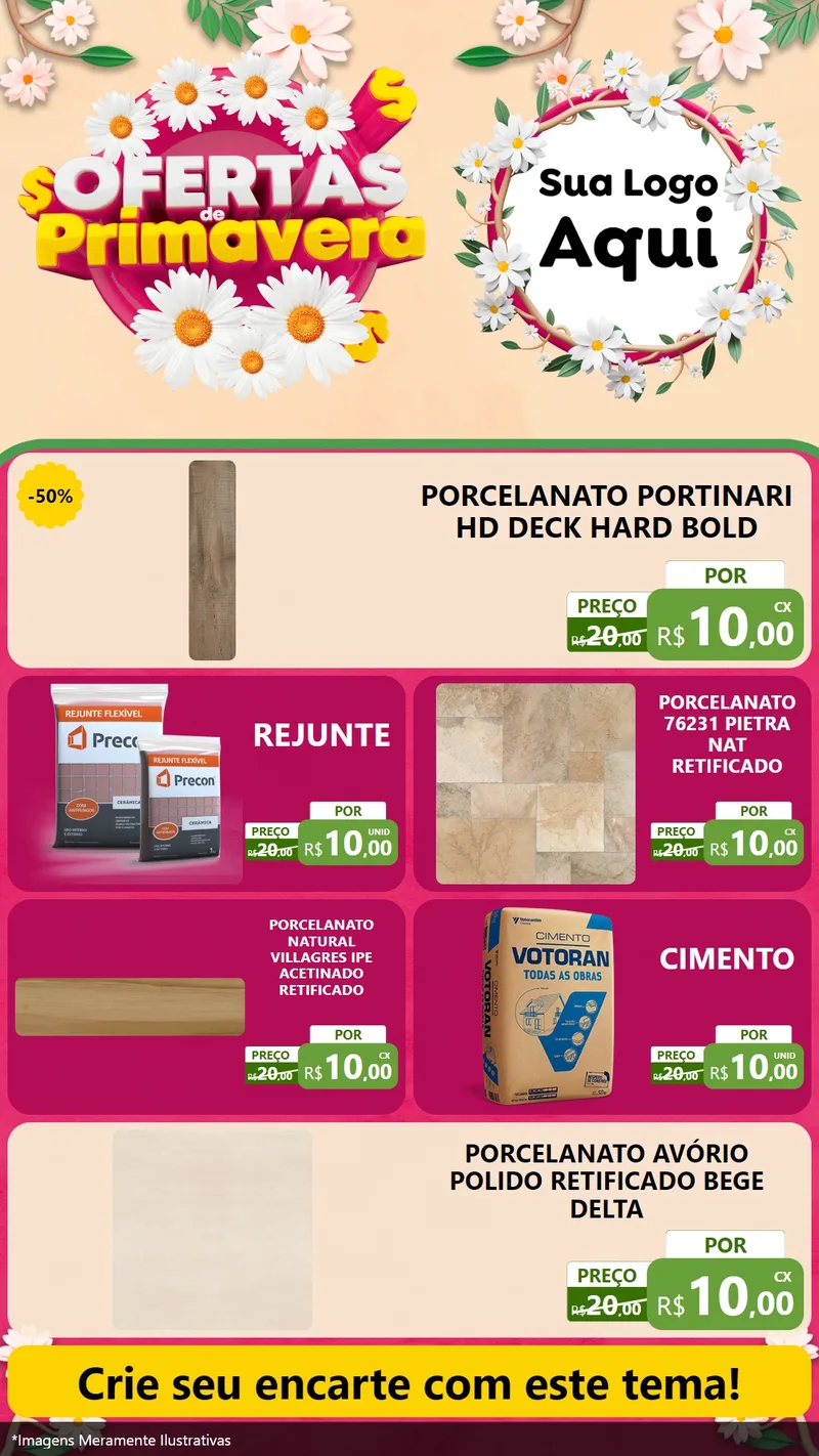 Modelo de TV para TV Vertical com o tema Ofertas de Primavera para Pisos e revestimentos