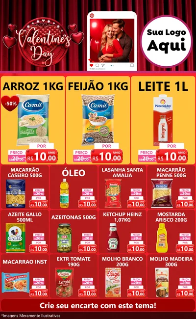 Modelo de Encarte para Encarte Grande com o tema Valentine's Day para Supermercado