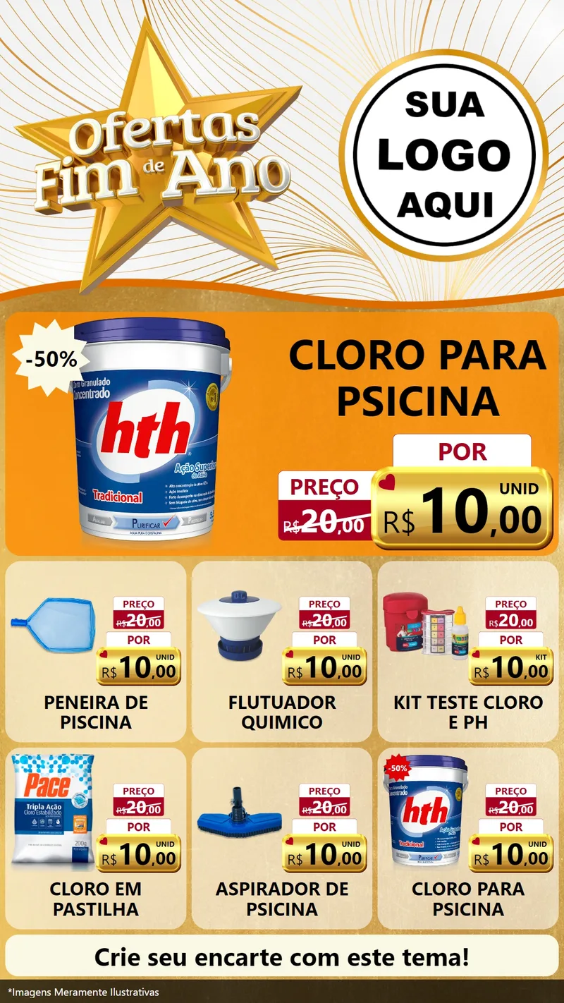 Modelo de Rede Social para Stories com o tema Ofertas Fim de Ano para Produtos para Piscina