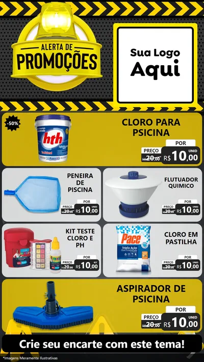 Modelo de TV para TV Vertical com o tema Alerta de Promoções para Produtos para Piscina