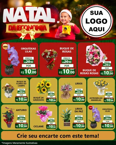 Modelo de Rede Social para Feed Instagram com o tema Natal da Economia para Floricultura e jardim