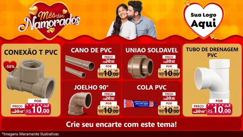 Modelo de TV para TV Horizontal com o tema Mês dos Namorados para Tubos e conexões