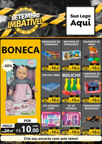 Modelo de Encarte para Encarte A4 Vertical com o tema Setembro Imbatível para Brinquedos
