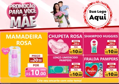 Modelo de Encarte para Encarte A4 Horizontal com o tema Promoção Para Você Mãe para Bebês