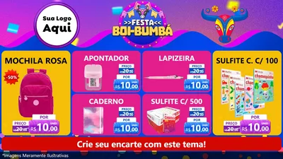 Modelo de TV para TV Horizontal com o tema Festa Boi-Bumbá para Papelaria