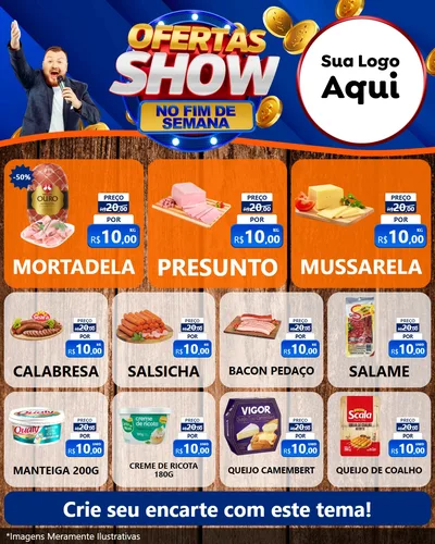 Modelo de Rede Social para Feed Instagram com o tema Ofertas Show No Fim De Semana para Frios e Laticínios