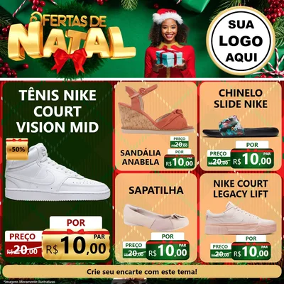 Modelo de Rede Social para Feed Facebook com o tema Ofertas de Natal para Calçados