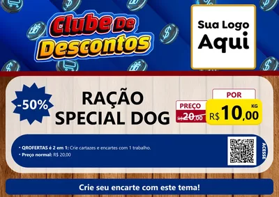 Modelo de Cartaz para Cartaz A4 Horizontal com o tema Clube de Descontos para Pet Shop